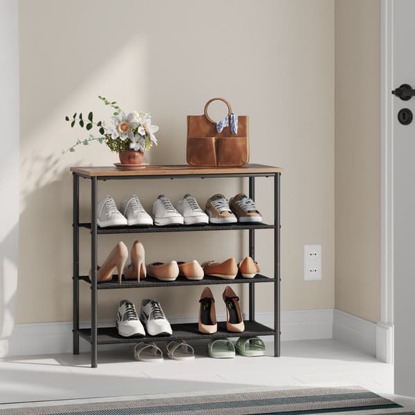 Skohylde - Pladsbesparende design - Brun-sort