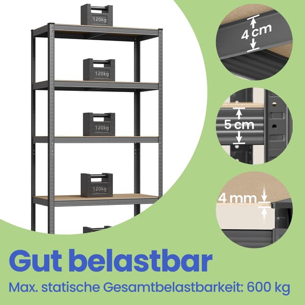 Förvaringsställ - tungt - stål - grått