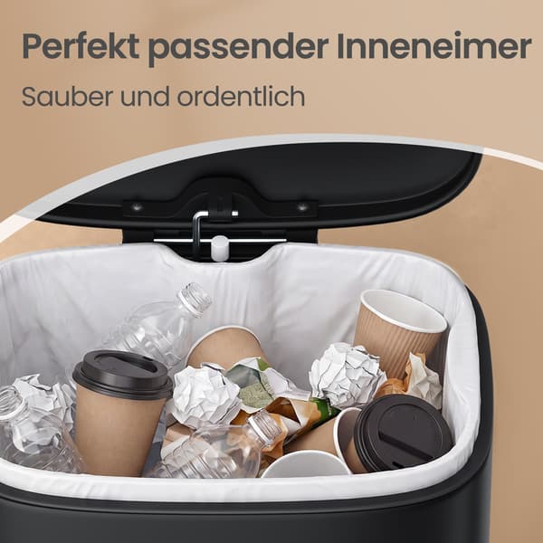 Pedalspand - 12 liter - softclose-låg - Stål - Sort