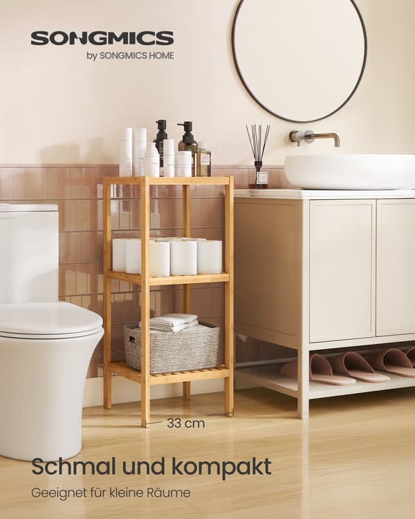 Badrumsställ - Bambu - Smal - 79 cm - Naturbeige
