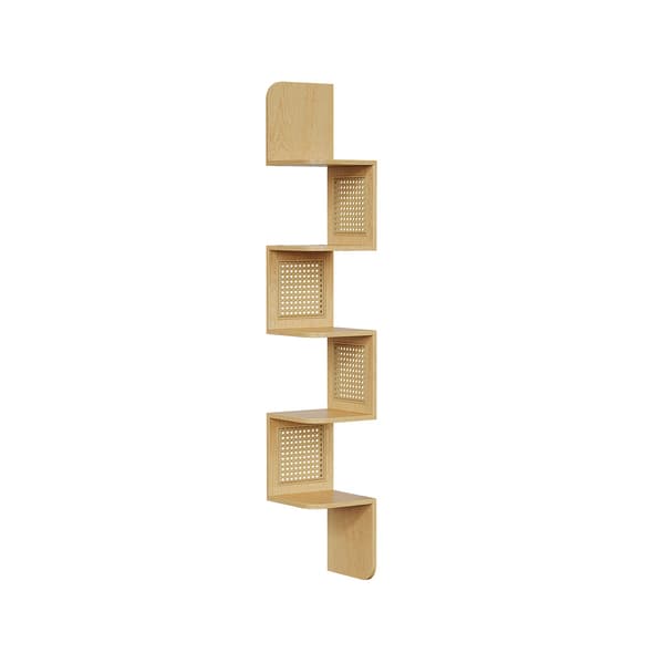 Væghylde - 5 niveauer med sidepaneler - beige eg