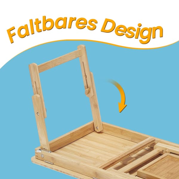 Laptopbord - 55 x (21-29) x 35 cm - Höjdjusterbart laptopbord med låda - Bambu
