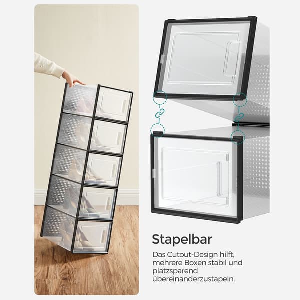 Skoæsker - Sammenklappelige og stabelbare - Sæt med 18 - Sort