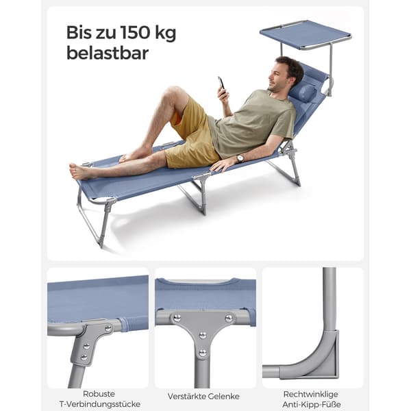 Solseng - sammenklappelig med solsejl - blå