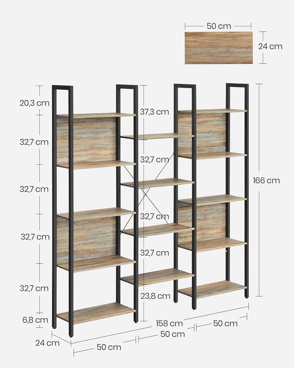 Bogreol - Robust design - Blå-mørket eg-sort