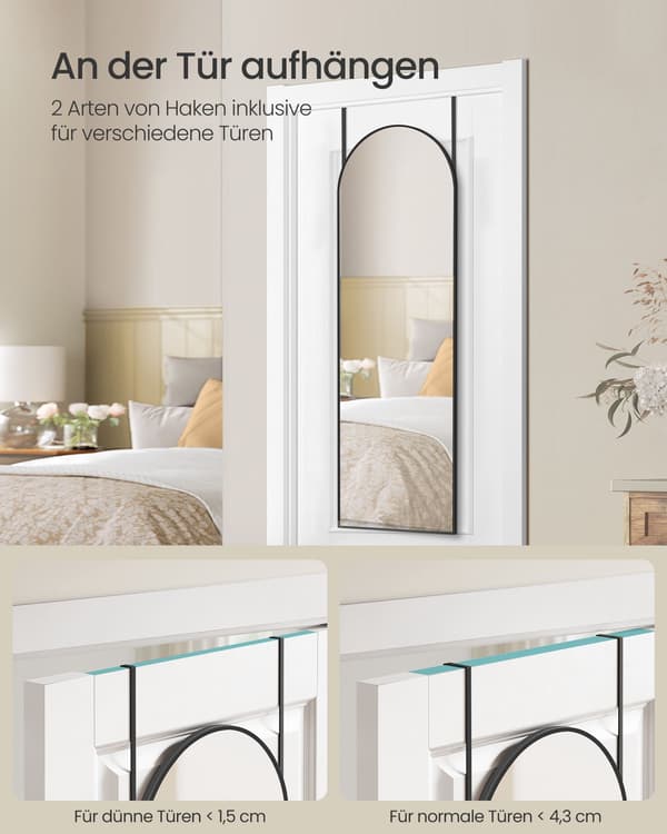Helkroppsspegel - Böjd design - Bläcksvart
