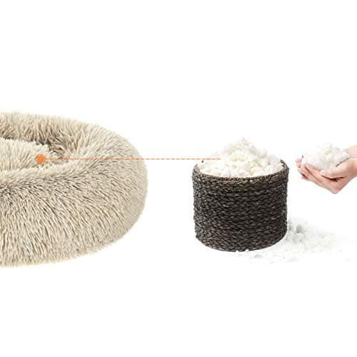 Hundeseng - Donutformet - Blød plys - Khaki