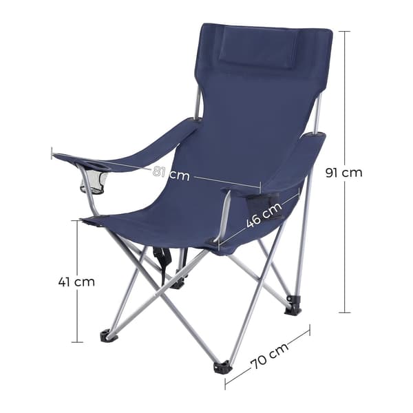 Campingstolar - Set om 2 med nackstöd - Mörkblå