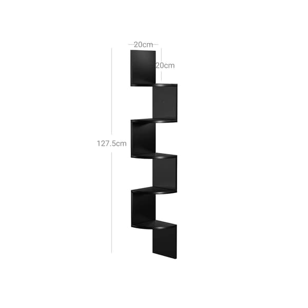 Hjørneskab - Zigzag-design - 5 hylder - Sort