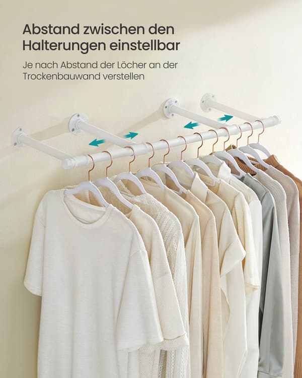 Klädstång - Robust stål - Molnvit