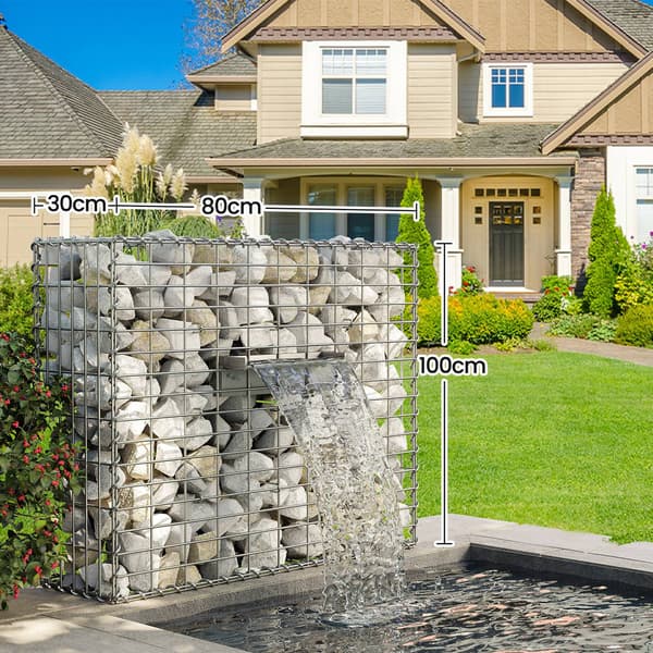 Gabion - Metallkorg med sten - Silver