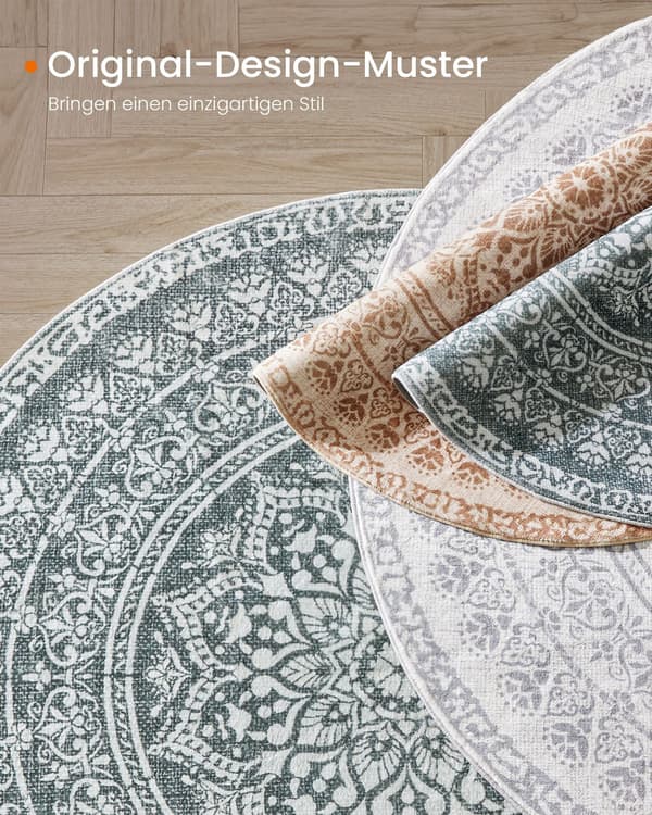 Rundt tæppe 120 cm boho-stil antracitgrå