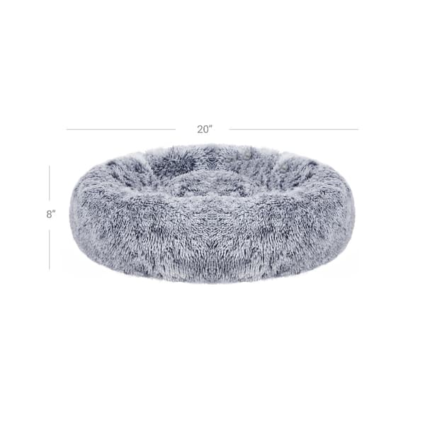 Hundeseng - Donutformet - Blød plys - Grå