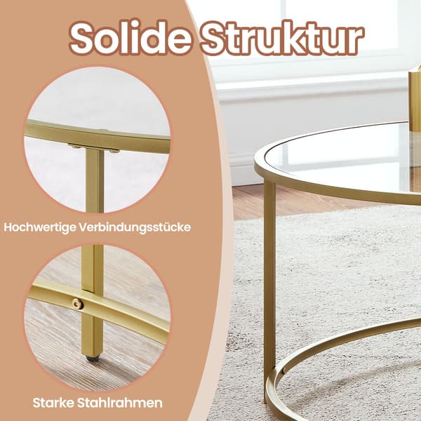 Rundt sofabord - Glasplade - Hvid