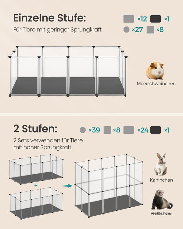 Smådjurshägn - Med golvpaneler - Vit