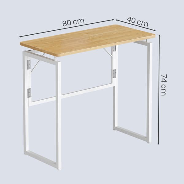 Klapbord - 80 x 40 cm - Afrundede hjørner - Pladsbesparende - Eg