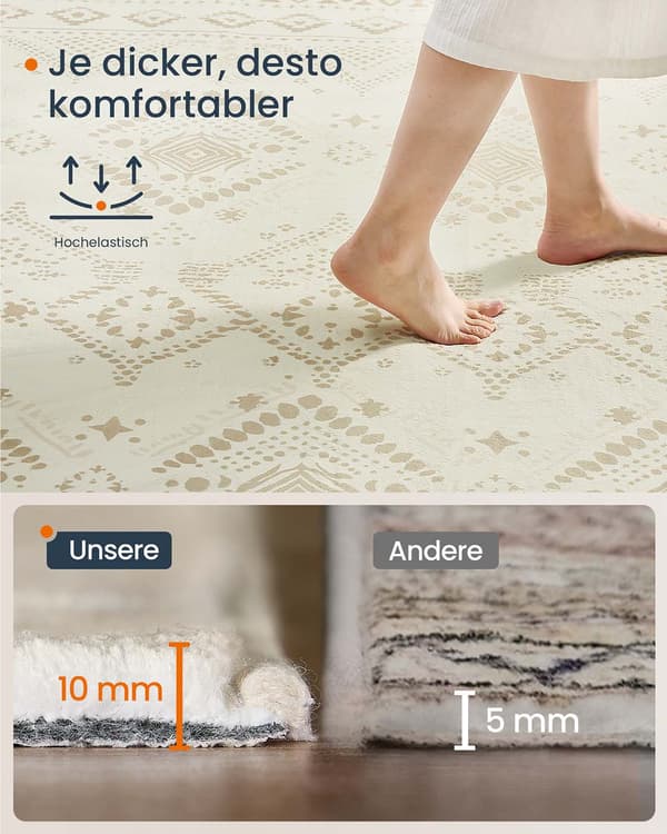 Fluffig Boho-matta 120 x 170 cm sandbeige