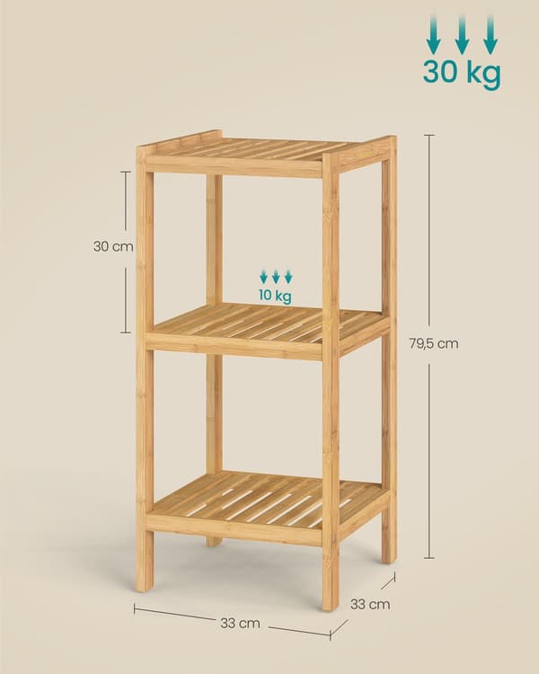 Badrumsställ - Bambu - Smal - 79 cm - Naturbeige