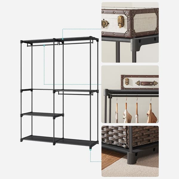 Garderobe - Justerbare hylder - 3 rum - Sort
