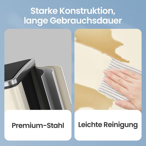 Køkkenaffaldsspand - 3 rum - Stål - Beige