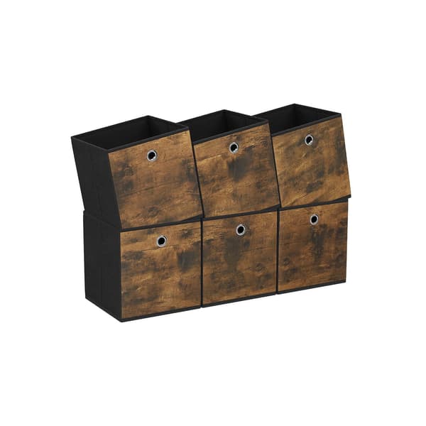 Opbevaringsbokse sæt med 6 foldbare vintage brun-sort