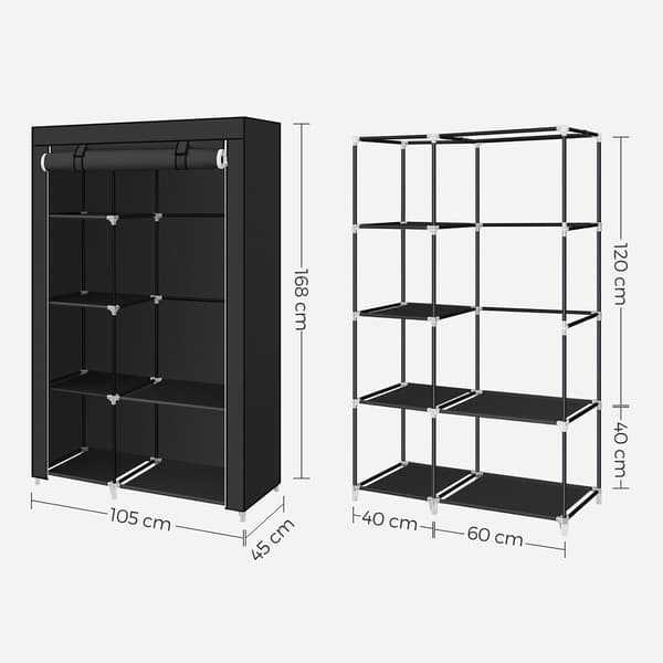 Garderobe - Sammenklappelig med 6 rum - Sort