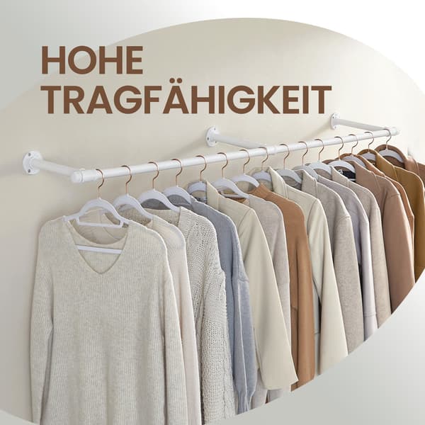 Klädstång - Väggmontering - Stål - Molnvit