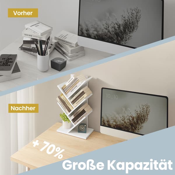 Bogreol - 5 niveauer - pladsbesparende - hvid
