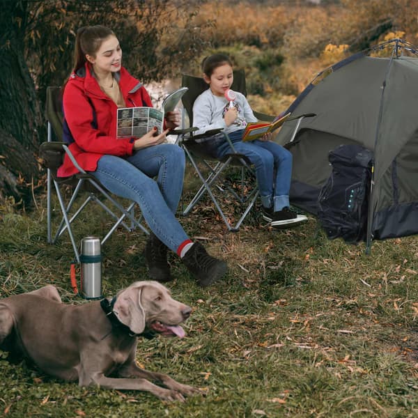 Set med 2 campingstolar - lätta och hopfällbara - gröna