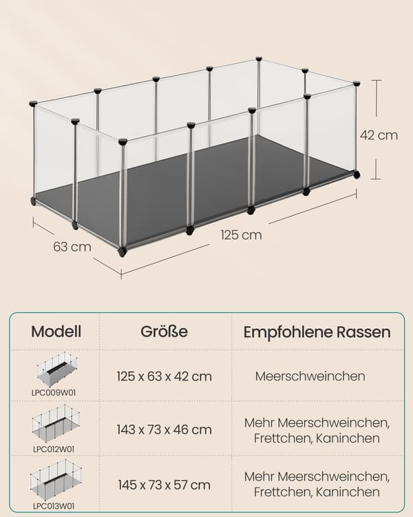 Smådjurshägn - Med golvpaneler - Vit