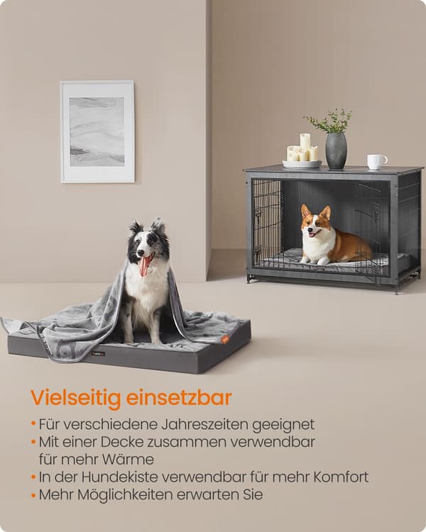 Ortopædisk hundeseng - komfortabel flannel - duegrå