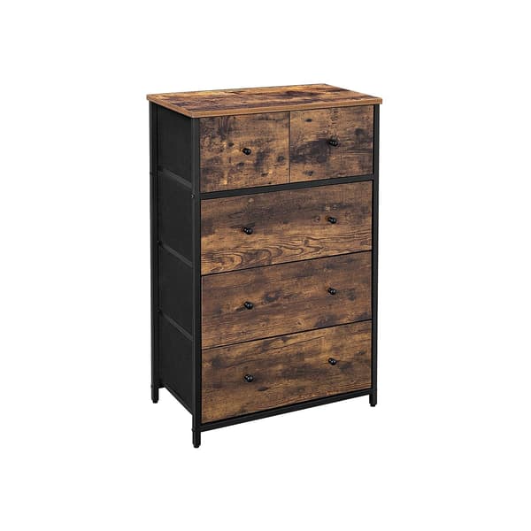 Kommode - 5 stofskuffer - Industriel - Vintage brun-sort