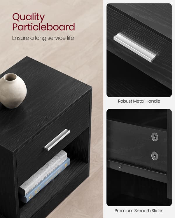 Nattduksbord med låda - Modern design - Klassisk vit
