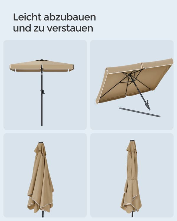Balkonparasol - rektangulær - 200 x 150 cm - taupe