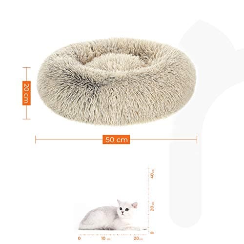 Hundeseng - Donutformet - Blød plys - Khaki