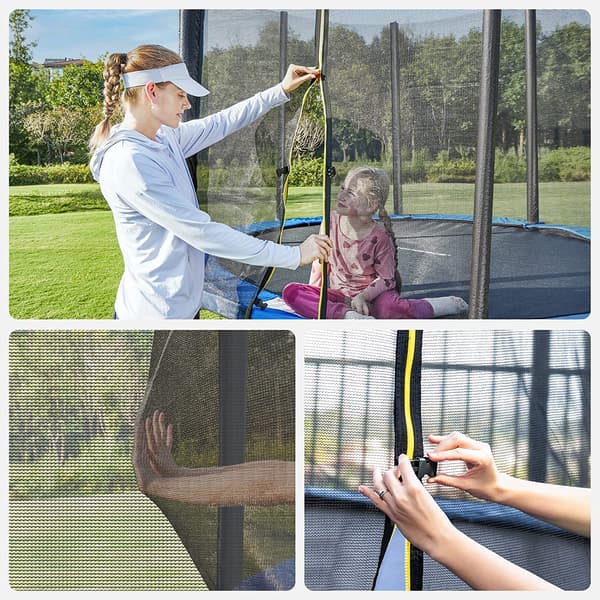 Trampolin - med sikkerhedsnet og trappe - sortblå