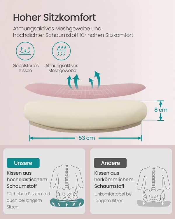 Ergonomisk kontorstol med vippefunktion pastelrosa