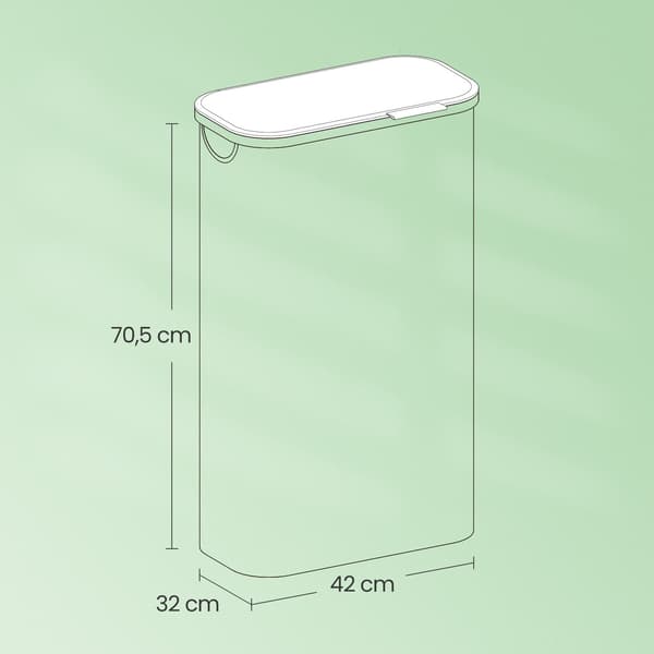 Tvättkorg - med lock - 90 L - grå