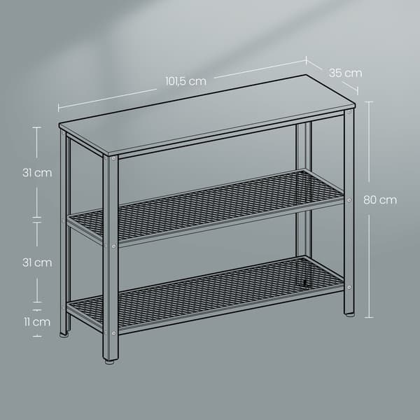 Konsolbord - Industriel stil - 3 niveauer - Sort og træ