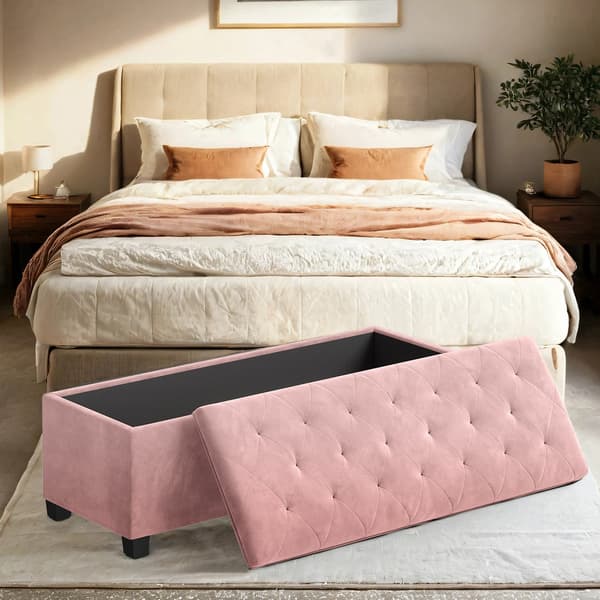 Pall med förvaring - Sammet - Pastellrosa