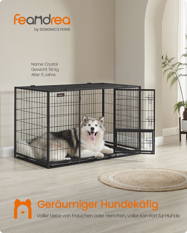Hundbur - Stål - Kraftig - kolsvart