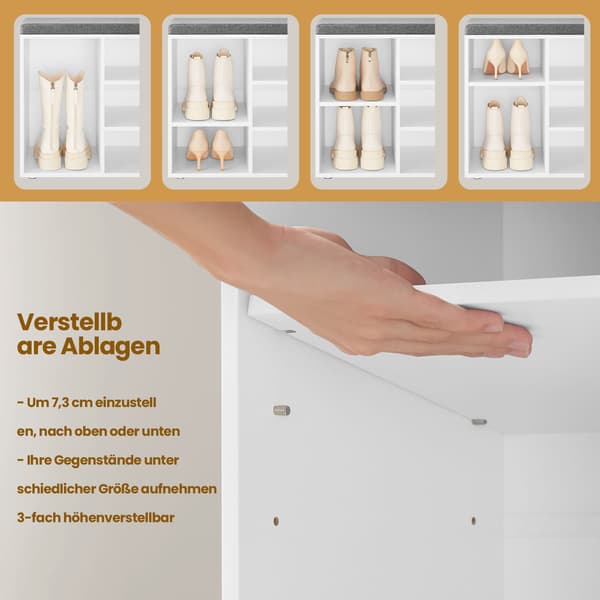 Skobänk - Bänk med förvaring - Vitgrå
