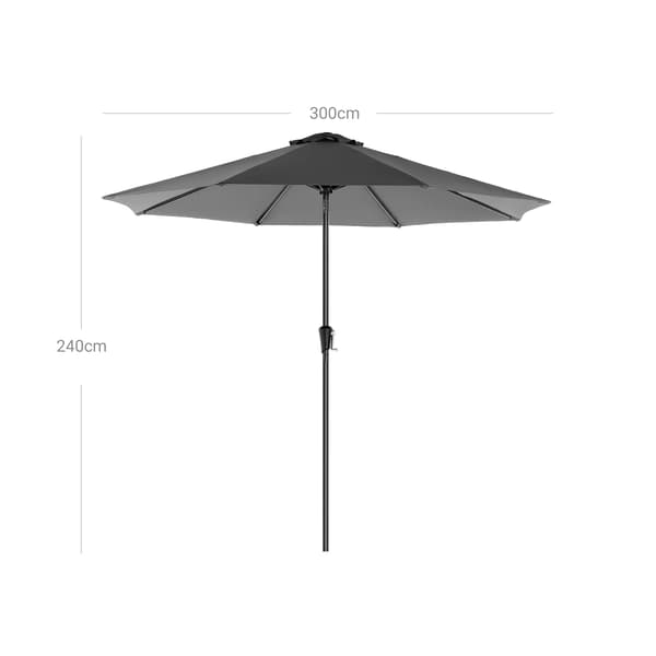 Parasol - Ø 300 cm - Med håndsving - Grå
