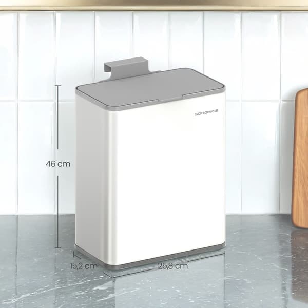 Väggmonterad papperskorg - 8 liter - stål - vit
