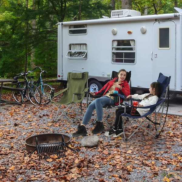 Campingstolar - Set om 2 med armstöd - Mörkblå