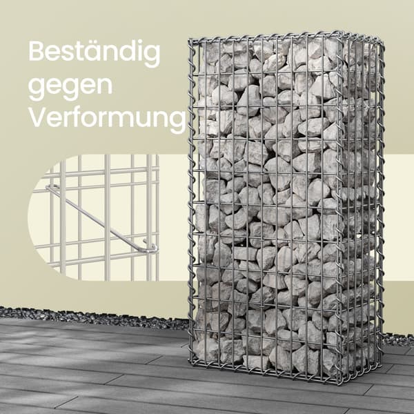 Gabion - Metallkorg med sten - Silver