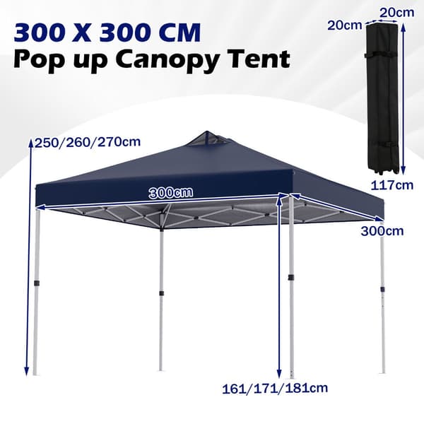 Pop - up paviljong med sandsäckar och markpinnar rep Fällbar - 4 3 x 3 m - Blå