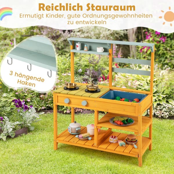 Mud - Kitchen Lekkök av gran med spisknoppar och diskbänk - Gul