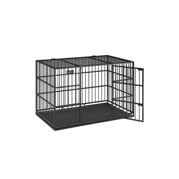 Hundbur - Avtagbar bottenbricka - Stål - Bläcksvart