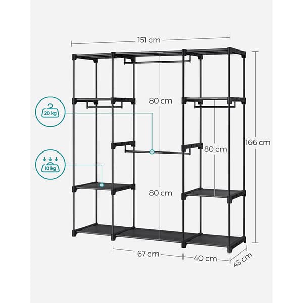 Garderobe - Justerbar og robust - Sort